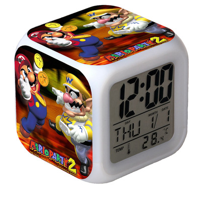 Super Mario 7 Colors Change Digital Alarm LED Clock Gift - Image 25