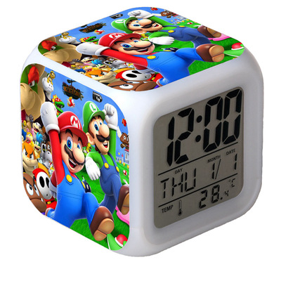 Super Mario 7 Colors Change Digital Alarm LED Clock Gift - Image 6
