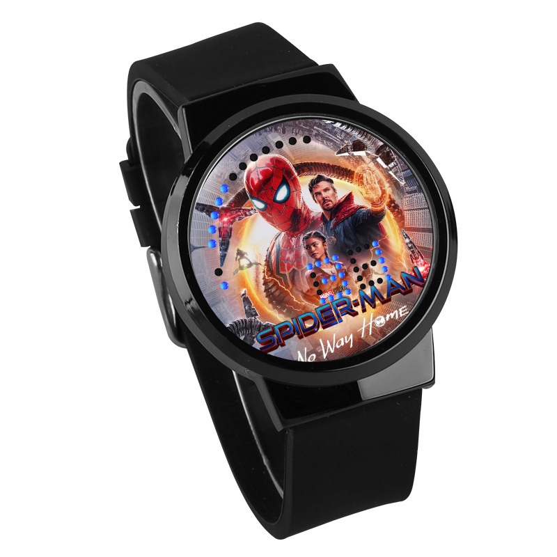 Spider-Man No Way Home Waterproof LED Touch Screen Watch Black Strap Black Dial