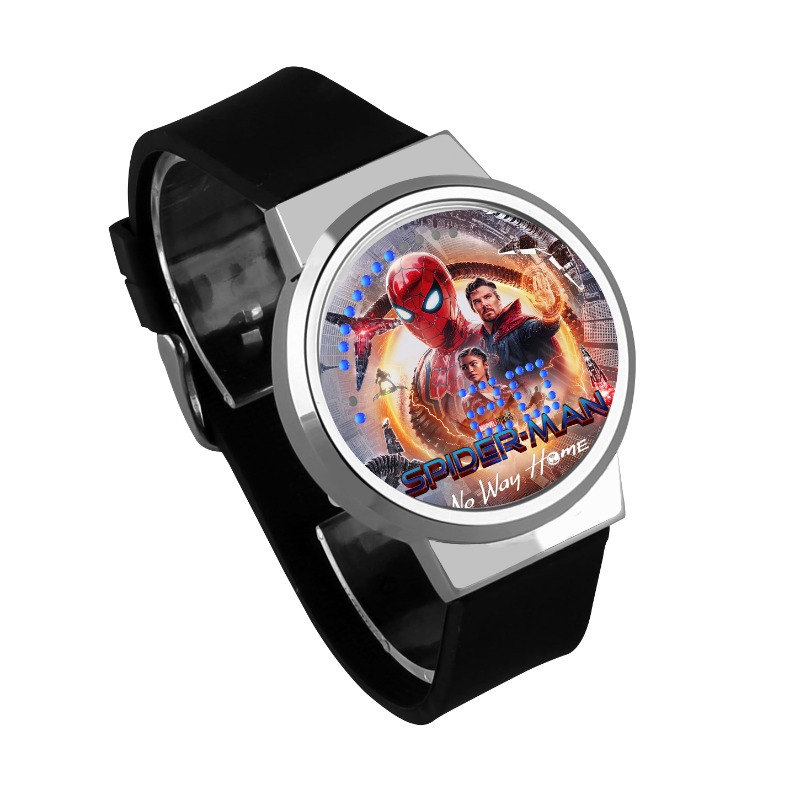 Spider-Man No Way Home Waterproof LED Touch Screen Watch Black Strap Silver Dial - Image 9