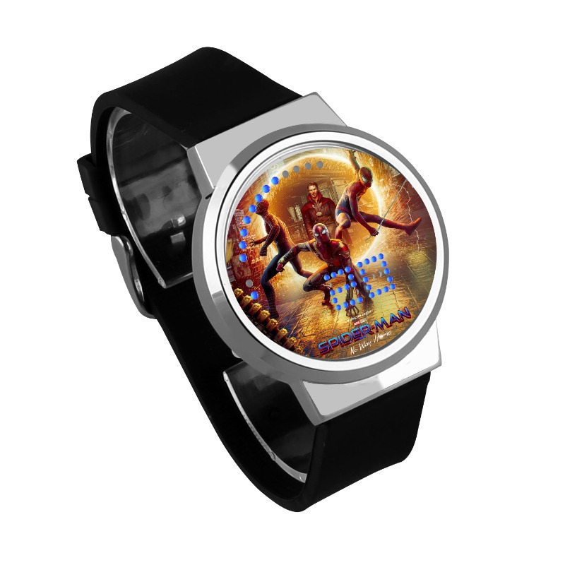 Spider-Man No Way Home Waterproof LED Touch Screen Watch Black Strap Silver Dial - Image 3