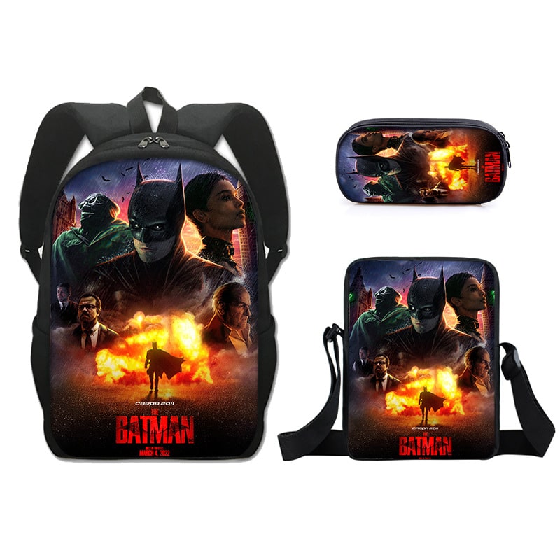 16 Inch The Batman Backpack School Bag+Messenger Bag+Pencil Bag - Image 13