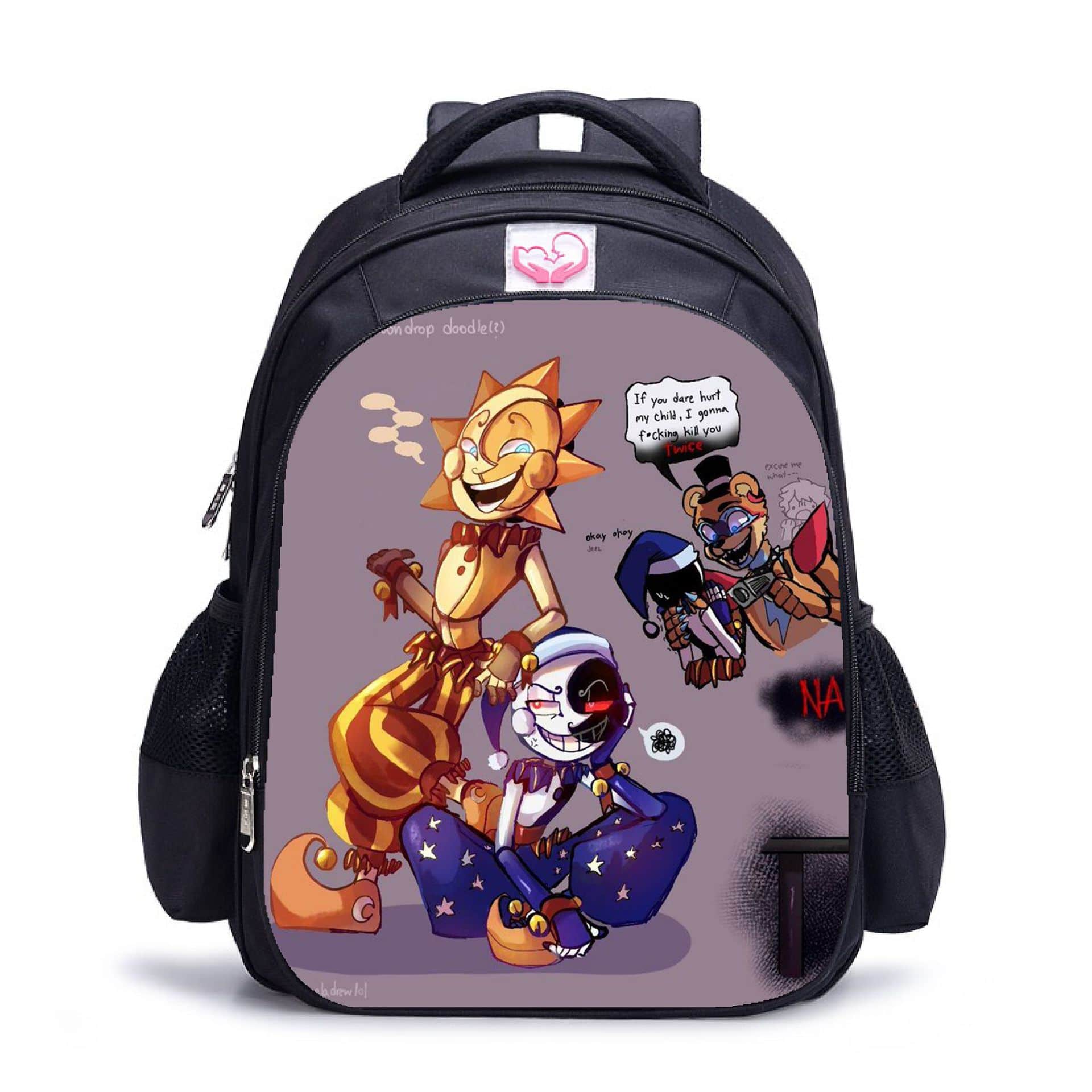 Sundrop and Moondrop double-layer backpack personalized school bag black - Image 2