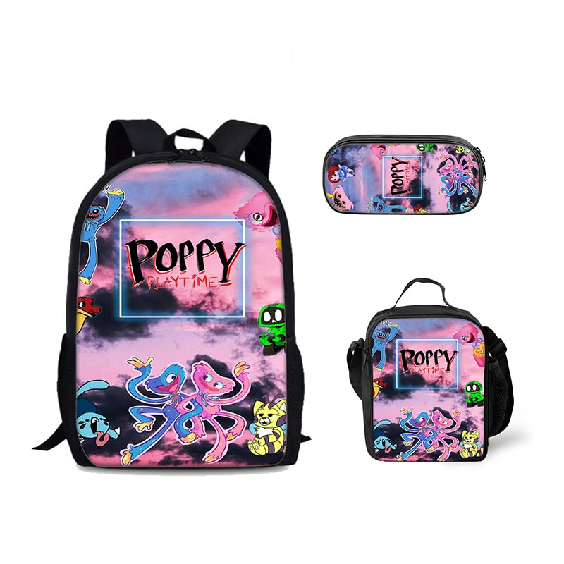 18 Inch Poppy Playtime Backpack School Bag+Lunch Bag+Pencil Bag -  giftcartoon
