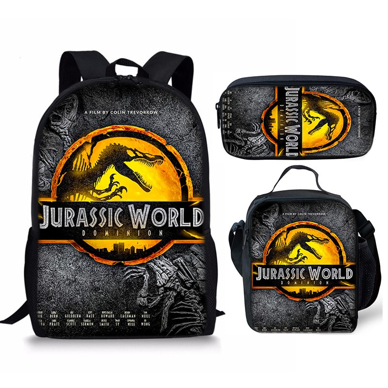 18 Inch Jurassic World Dominion Backpack School Bag+Lunch Bag+Pencil Bag - Image 15