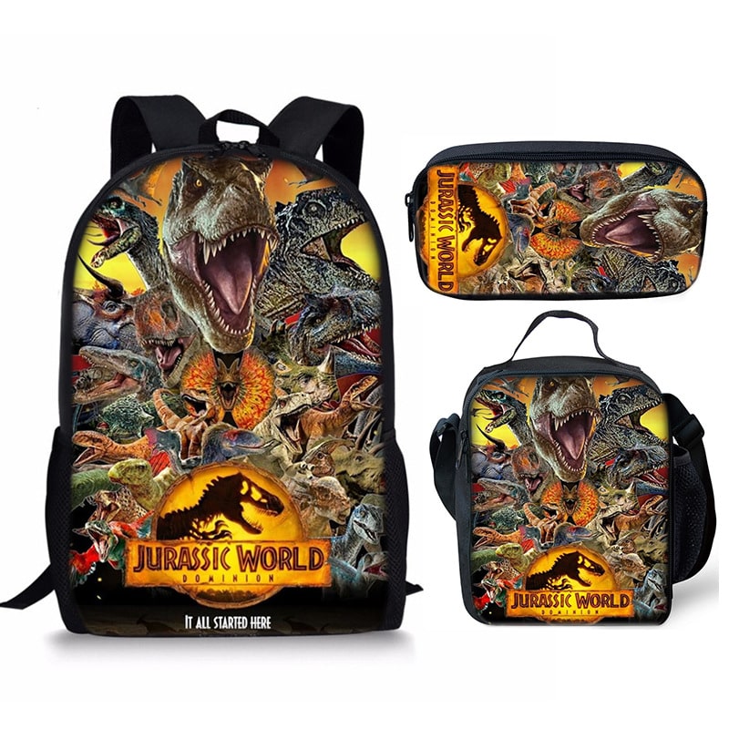 18 Inch Jurassic World Dominion Backpack School Bag+Lunch Bag+Pencil Bag - Image 17