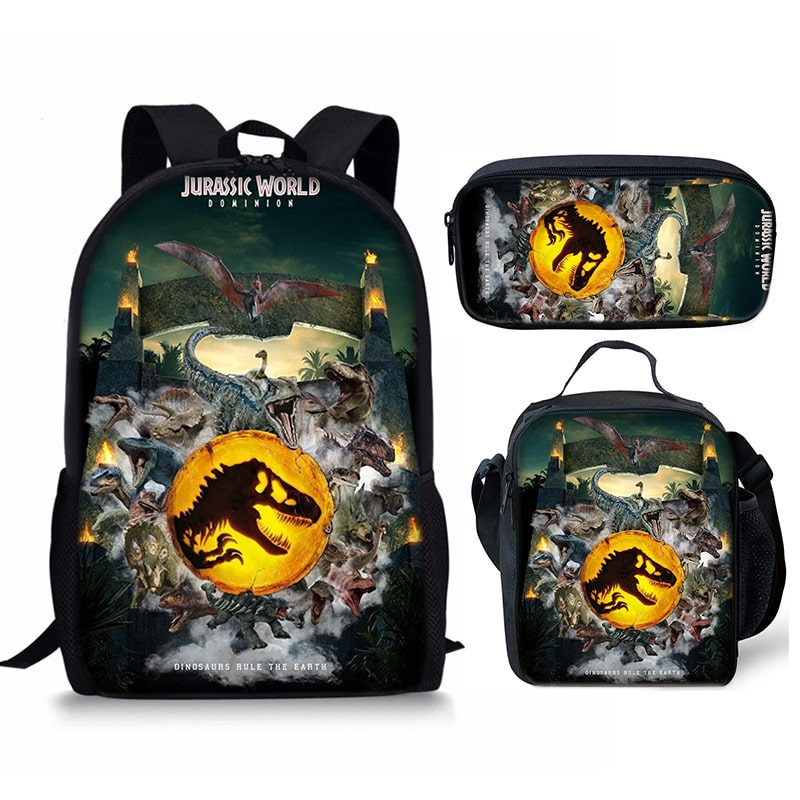 18 Inch Jurassic World Dominion Backpack School Bag+Lunch Bag+Pencil Bag - Image 19