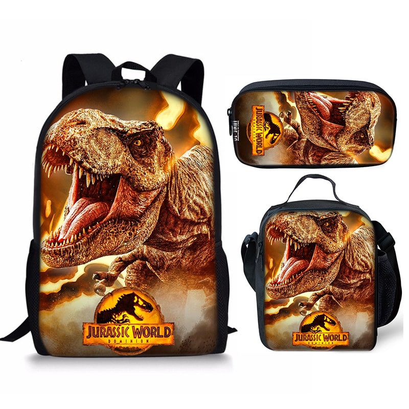 18 Inch Jurassic World Dominion Backpack School Bag+Lunch Bag+Pencil Bag - Image 20
