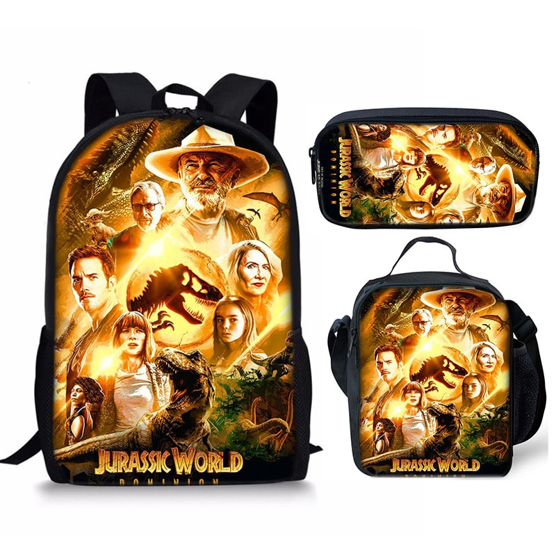 18 Inch Jurassic World Dominion Backpack School Bag+Lunch Bag+Pencil Bag - Image 5