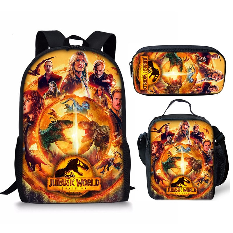 18 Inch Jurassic World Dominion Backpack School Bag+Lunch Bag+Pencil Bag - Image 8