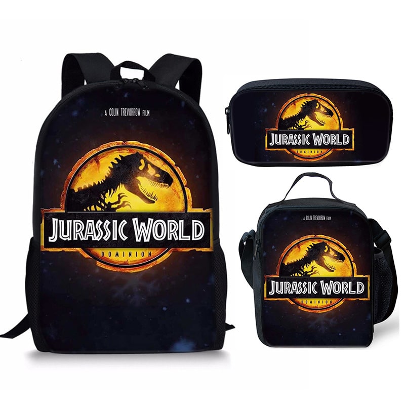 18 Inch Jurassic World Dominion Backpack School Bag+Lunch Bag+Pencil Bag - Image 13