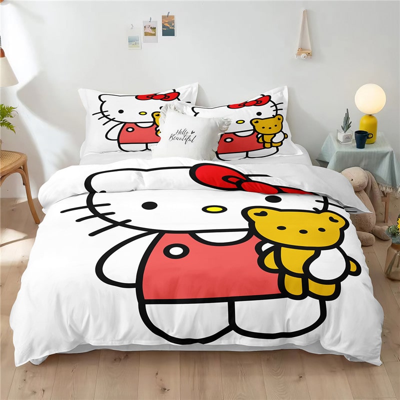 Hello Kitty Comfortable Bedding Three-Piece Soft and Breathable Duvet Cover Gift - Image 14