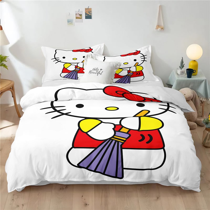Hello Kitty Comfortable Bedding Three-Piece Soft and Breathable Duvet Cover Gift - Image 16
