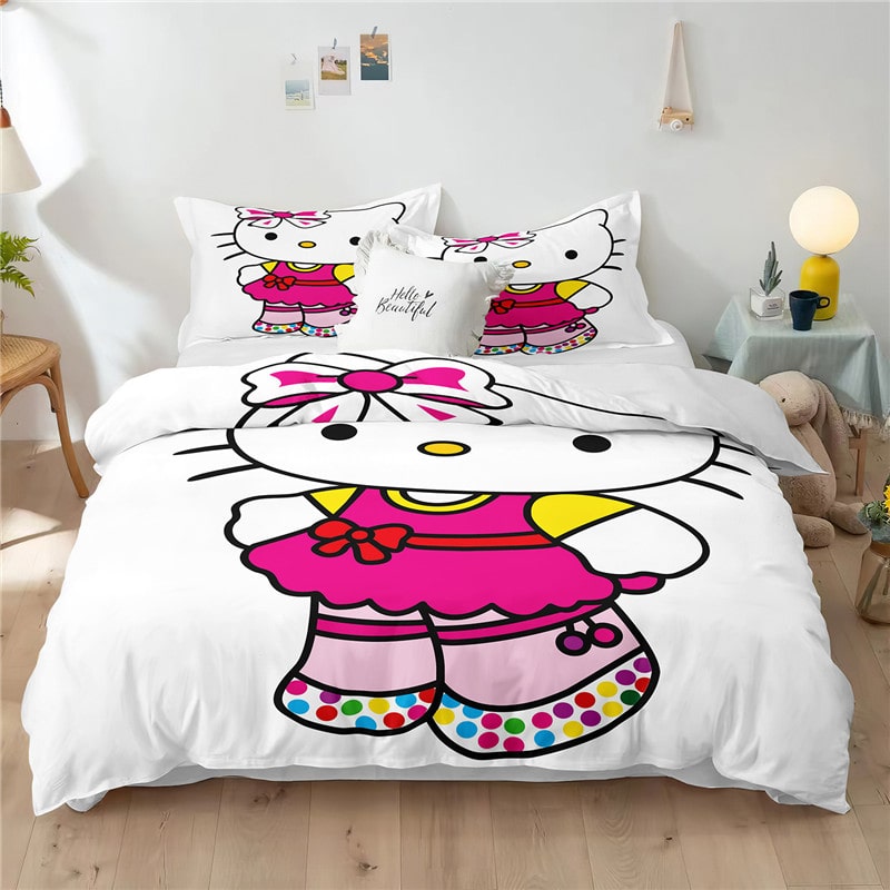 Hello Kitty Comfortable Bedding Three-Piece Soft and Breathable Duvet Cover Gift - Image 17
