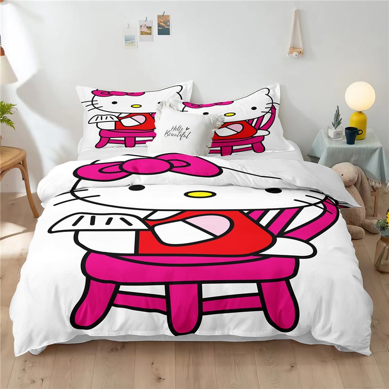 Hello Kitty Comfortable Bedding Three-Piece Soft and Breathable Duvet Cover Gift - Image 18