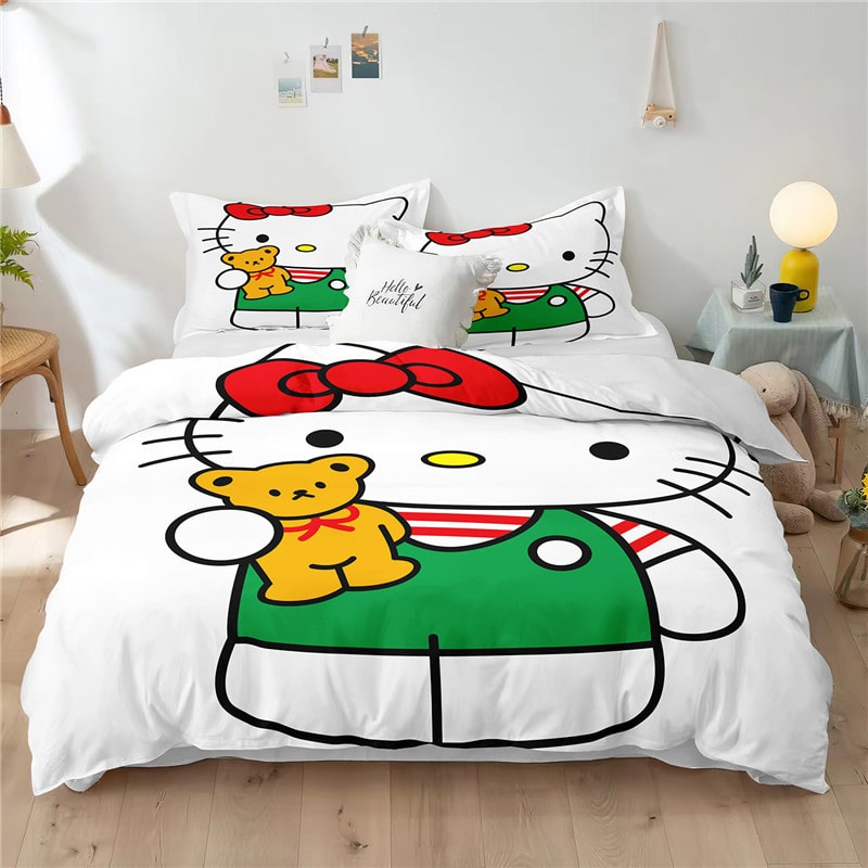 Hello Kitty Comfortable Bedding Three-Piece Soft and Breathable Duvet Cover Gift - Image 19