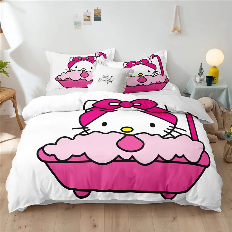 Hello Kitty Comfortable Bedding Three-Piece Soft and Breathable Duvet Cover Gift - Image 21