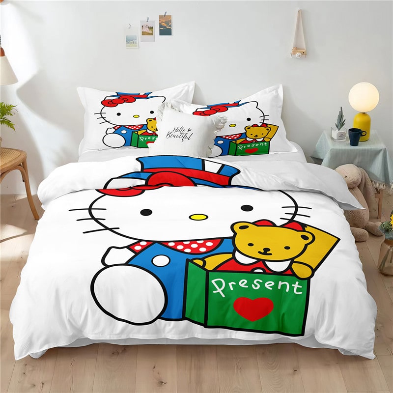 Hello Kitty Comfortable Bedding Three-Piece Soft and Breathable Duvet Cover Gift - Image 23