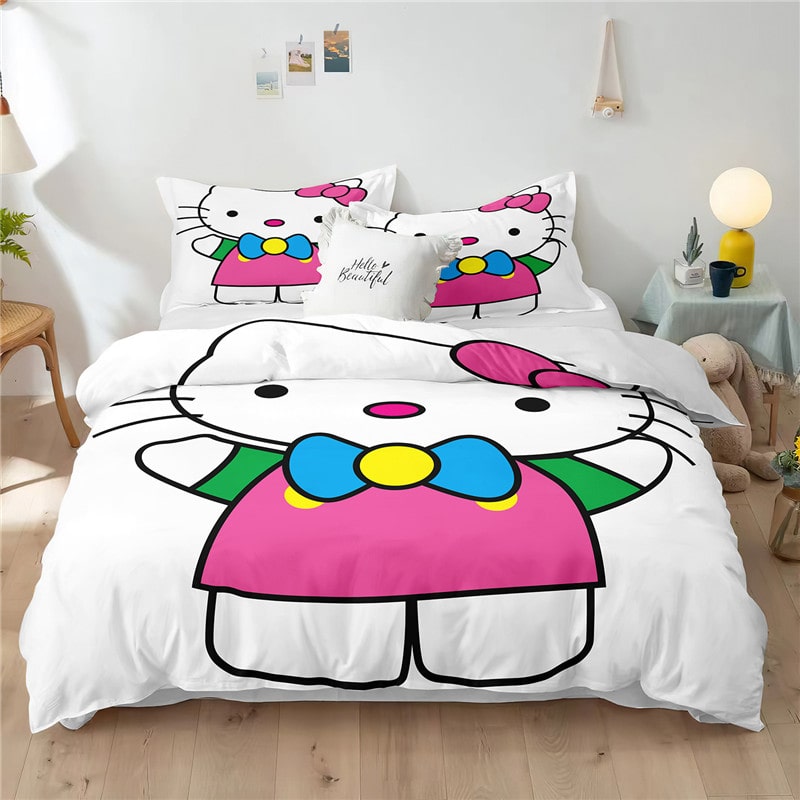 Hello Kitty Comfortable Bedding Three-Piece Soft and Breathable Duvet Cover Gift - Image 25