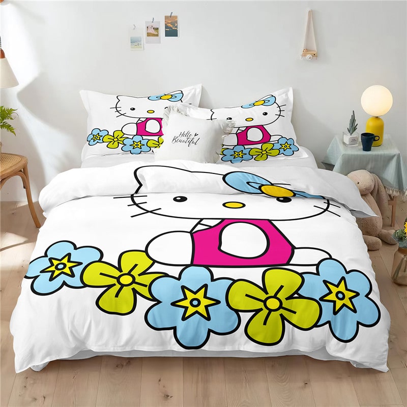 Hello Kitty Comfortable Bedding Three-Piece Soft and Breathable Duvet Cover Gift - Image 26