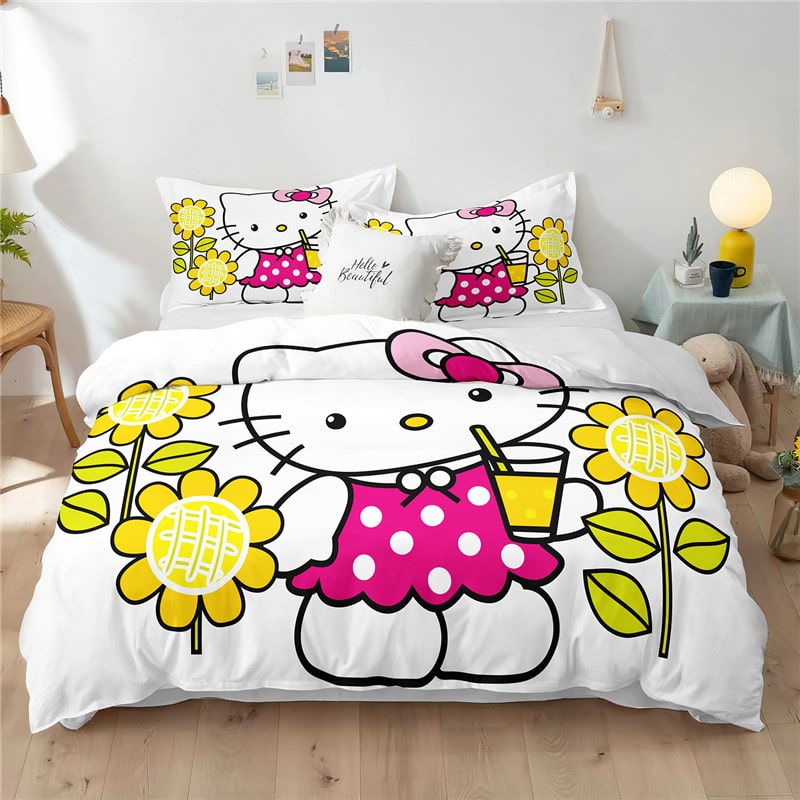 Hello Kitty Comfortable Bedding Three-Piece Soft and Breathable Duvet Cover Gift - Image 28