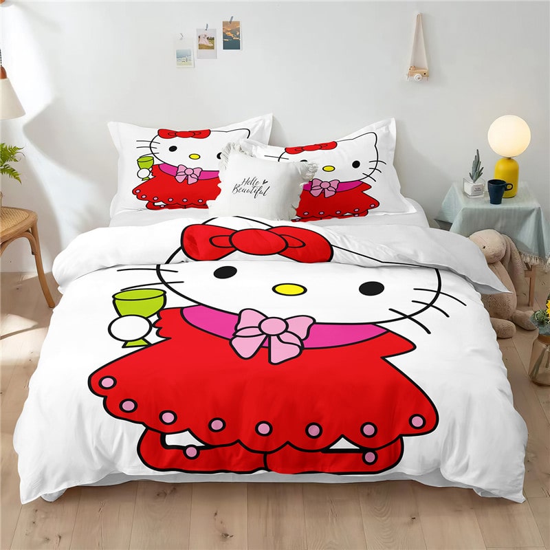 Hello Kitty Comfortable Bedding Three-Piece Soft and Breathable Duvet Cover Gift - Image 33