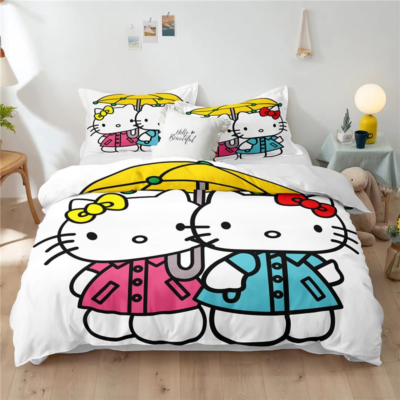 Hello Kitty Comfortable Bedding Three-Piece Soft and Breathable Duvet Cover Gift - Image 6
