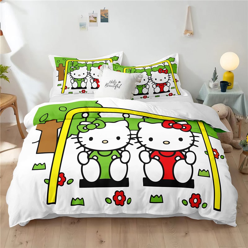 Hello Kitty Comfortable Bedding Three-Piece Soft and Breathable Duvet Cover Gift - Image 8