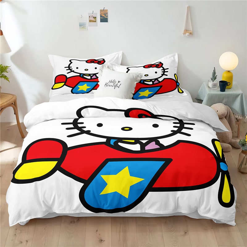 Hello Kitty Comfortable Bedding Three-Piece Soft and Breathable Duvet Cover Gift - Image 9