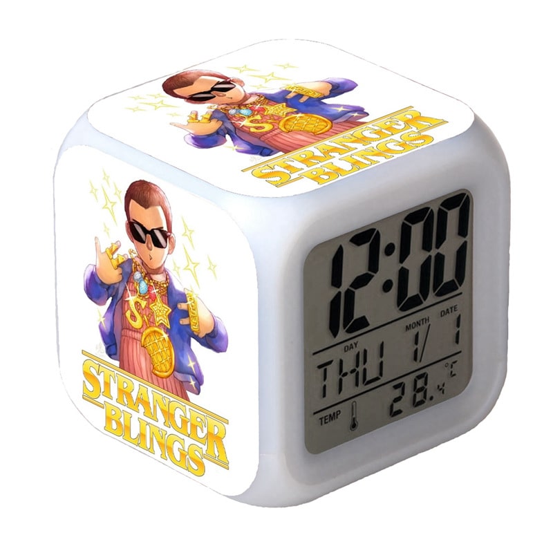 Stranger Things Alarm Clock Led Light 7 Color Change Electronic Desk Watch Square Table