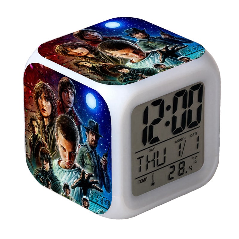 Stranger Things Alarm Clock Led Light 7 Color Change Electronic Desk Watch Square Table - Image 20