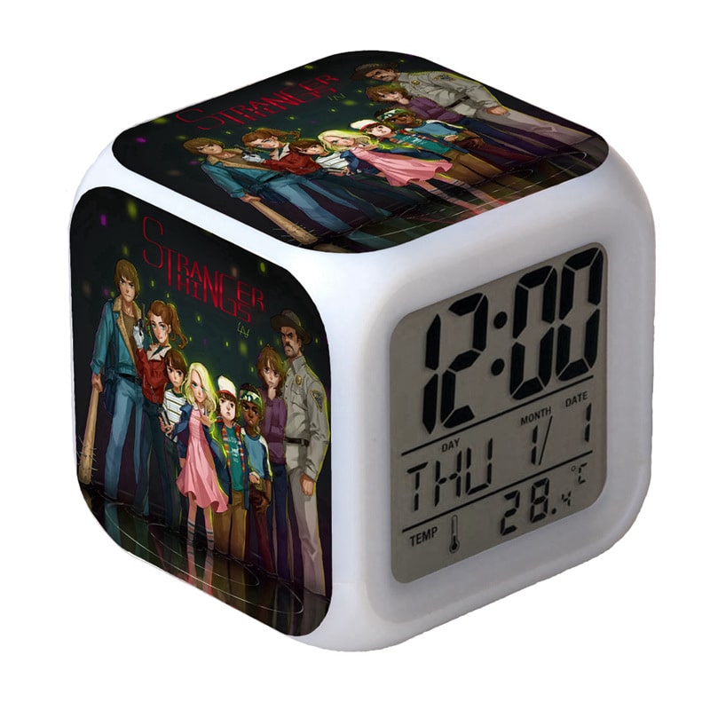 Stranger Things Alarm Clock Led Light 7 Color Change Electronic Desk Watch Square Table - Image 22