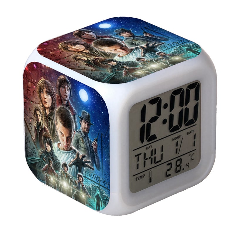 Stranger Things Alarm Clock Led Light 7 Color Change Electronic Desk Watch Square Table - Image 23