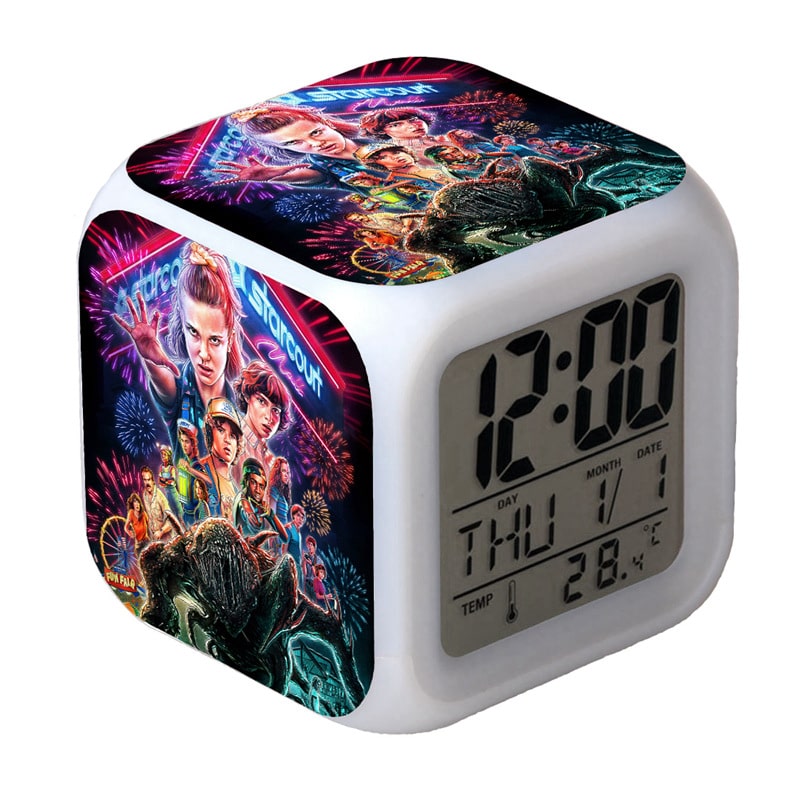 Stranger Things Alarm Clock Led Light 7 Color Change Electronic Desk Watch Square Table - Image 24