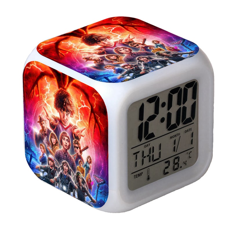 Stranger Things Alarm Clock Led Light 7 Color Change Electronic Desk Watch Square Table - Image 25