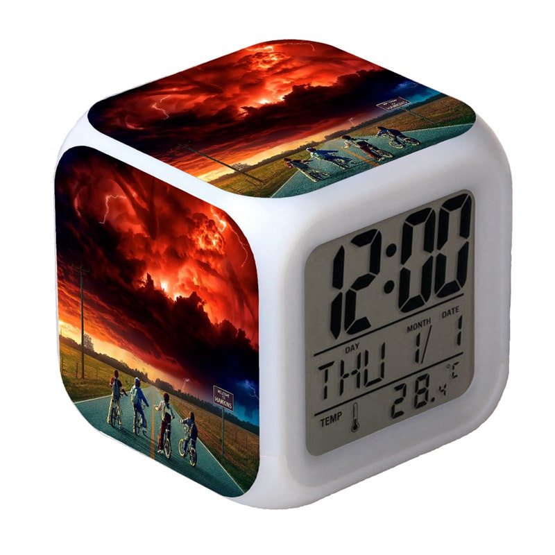 Stranger Things Alarm Clock Led Light 7 Color Change Electronic Desk Watch Square Table - Image 8