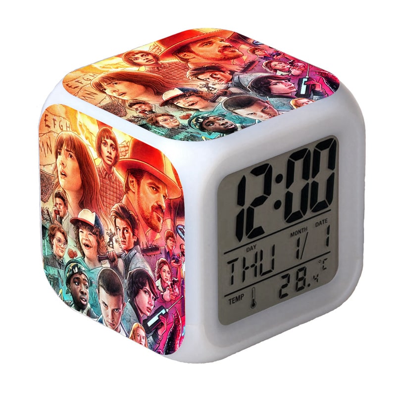 Stranger Things Alarm Clock Led Light 7 Color Change Electronic Desk Watch Square Table - Image 26