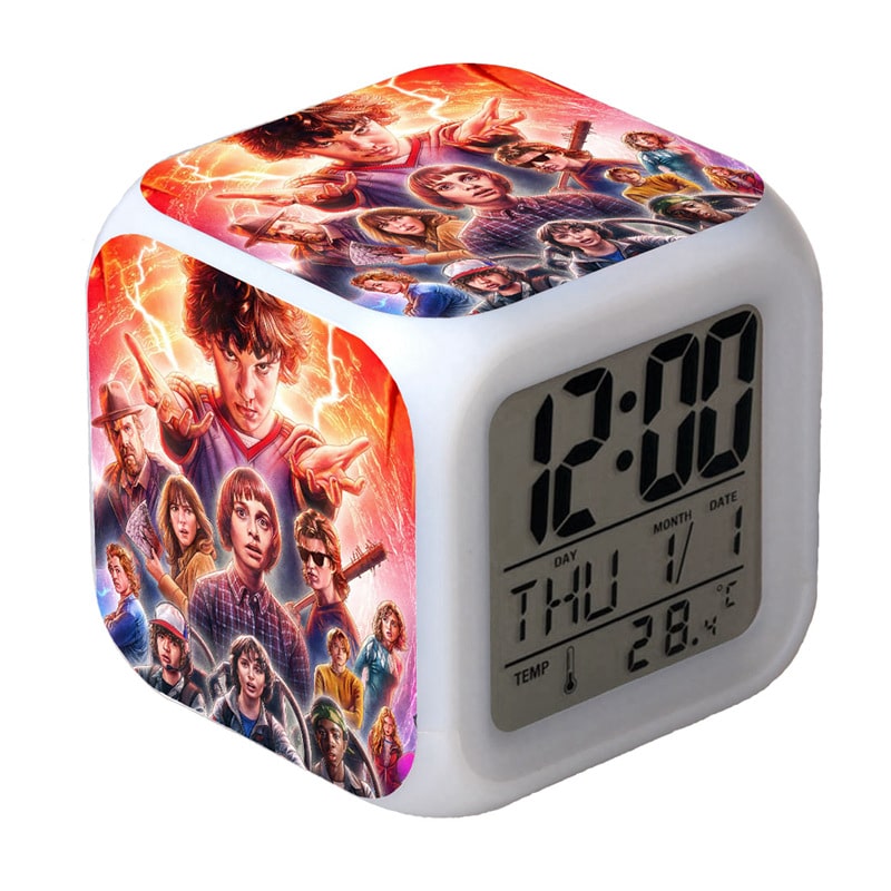 Stranger Things Alarm Clock Led Light 7 Color Change Electronic Desk Watch Square Table - Image 28