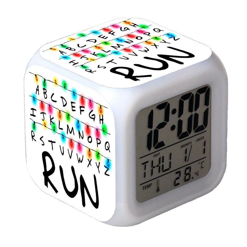 Stranger Things Alarm Clock Led Light 7 Color Change Electronic Desk Watch Square Table - Image 3