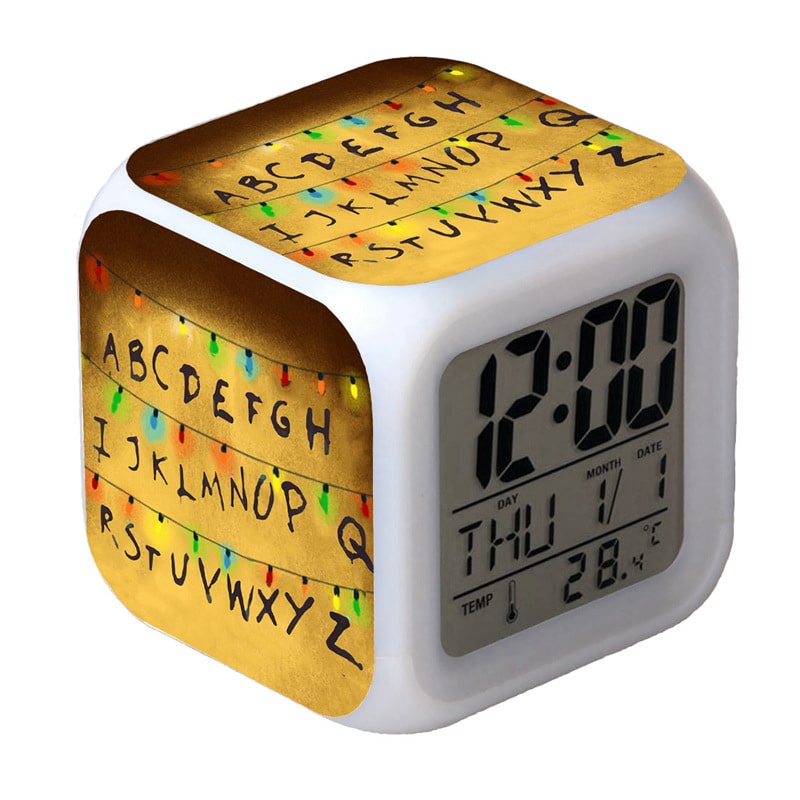 Stranger Things Alarm Clock Led Light 7 Color Change Electronic Desk Watch Square Table - Image 12