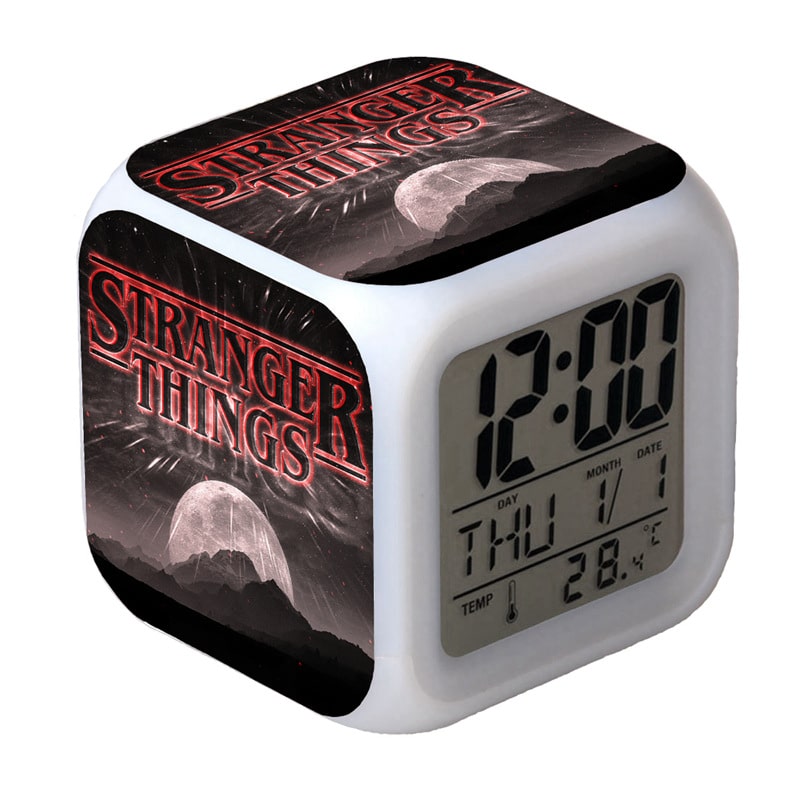 Stranger Things Alarm Clock Led Light 7 Color Change Electronic Desk Watch Square Table - Image 14