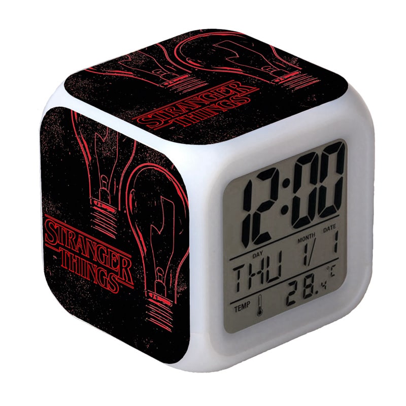 Stranger Things Alarm Clock Led Light 7 Color Change Electronic Desk Watch Square Table - Image 15