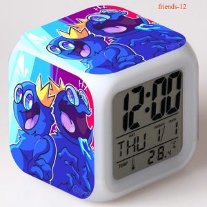 Rainbow Friends Alarm Clock Led Light 7 Color Change Electronic Desk Watch Square Table