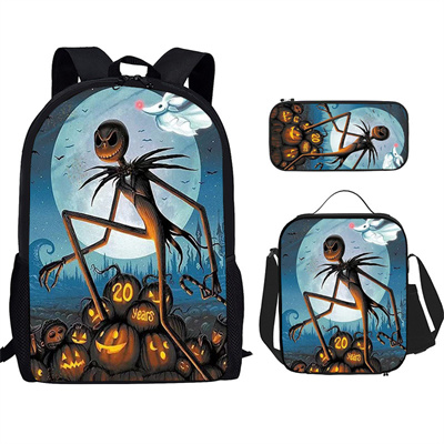18 Inch The Nightmare Before Christmas Backpack School Bag+Lunch Bag+Pencil Bag