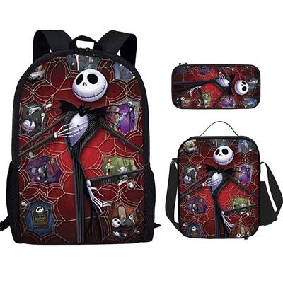 18 Inch The Nightmare Before Christmas Backpack School Bag+Lunch Bag+Pencil Bag - Image 13