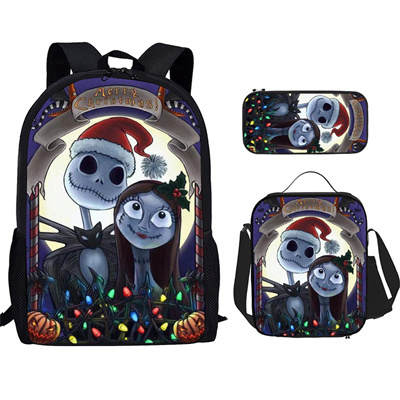 18 Inch The Nightmare Before Christmas Backpack School Bag+Lunch Bag+Pencil Bag - Image 3