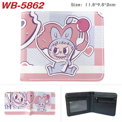 Bifold PU Leather Labubu Wallet Coin Pocket Credit Card Id Window Card Holder Gift - Image 12