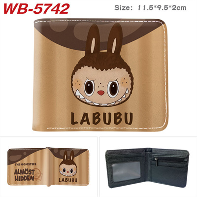 Bifold PU Leather Labubu Wallet Coin Pocket Credit Card Id Window Card Holder Gift - Image 3